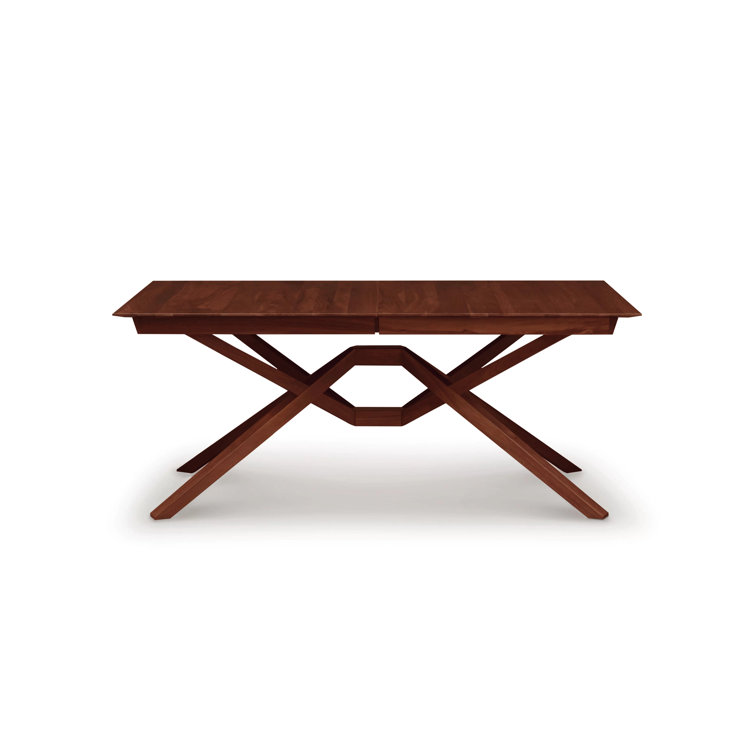 Natural Cherry Solid Wood Extendable Dining Table with Self-Storing Leaves