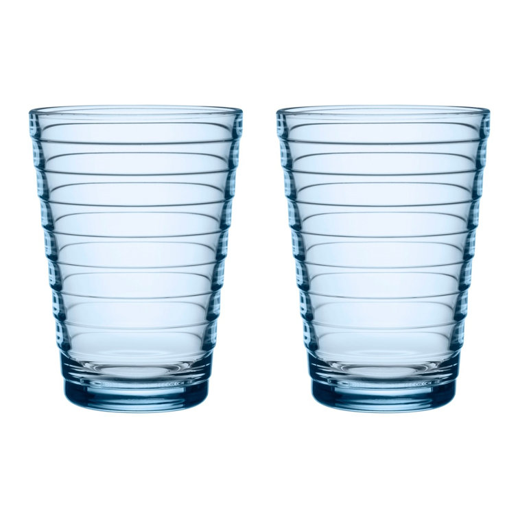 Aino Aalto Aqua Glass Tumblers Set of 2, 11 oz