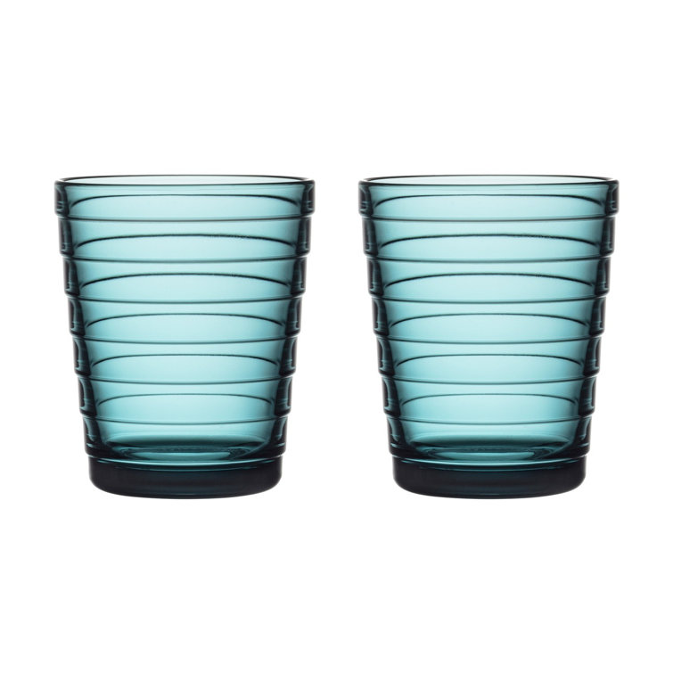 Water Green Recyclable Glass Tumblers, 7.75 oz, Set of 2