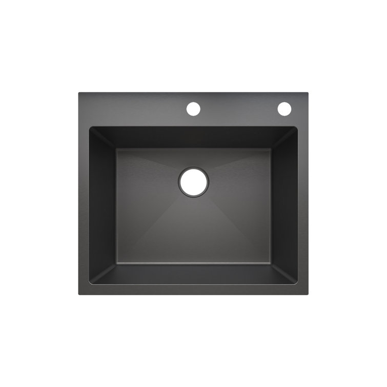 Sinber 25'' Black Stainless Steel Drop-In Single Bowl Kitchen Sink