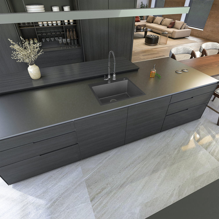 Sinber 25'' Black Stainless Steel Drop-In Single Bowl Kitchen Sink