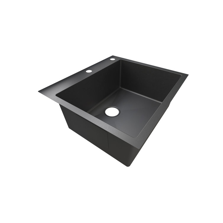 Sinber 25'' Black Stainless Steel Drop-In Single Bowl Kitchen Sink