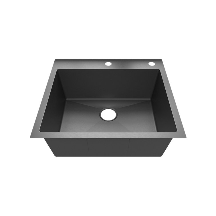Sinber 25'' Black Stainless Steel Drop-In Single Bowl Kitchen Sink