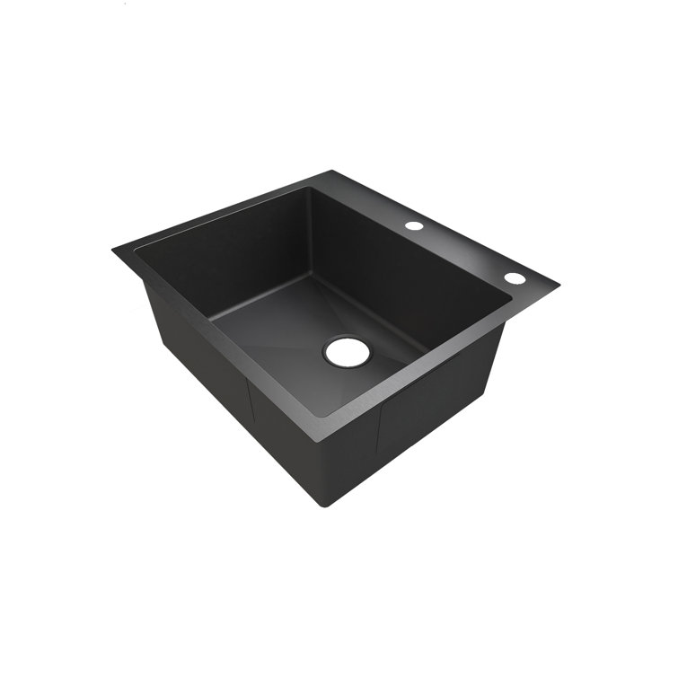 Sinber 25'' Black Stainless Steel Drop-In Single Bowl Kitchen Sink