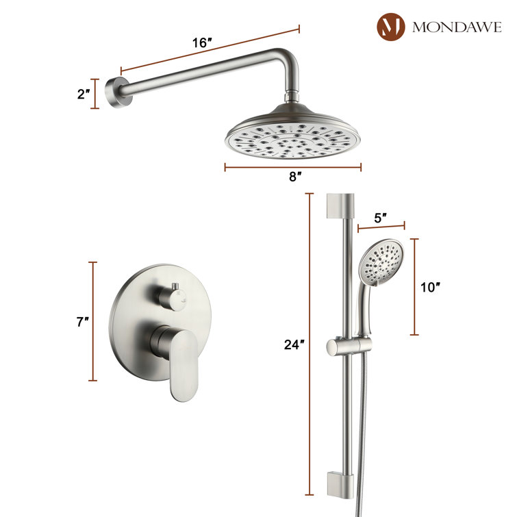 Brushed Nickel Adjustable Multi-Head Rain Shower System