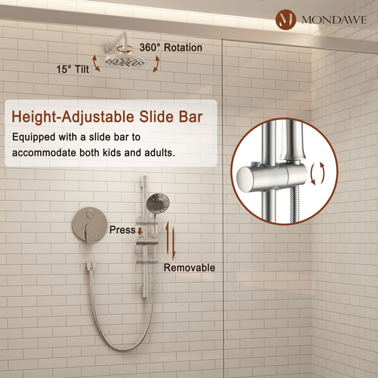 Brushed Nickel Adjustable Multi-Head Rain Shower System