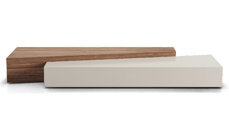 Walnut and Gray Rectangular Two-Tier Coffee Table