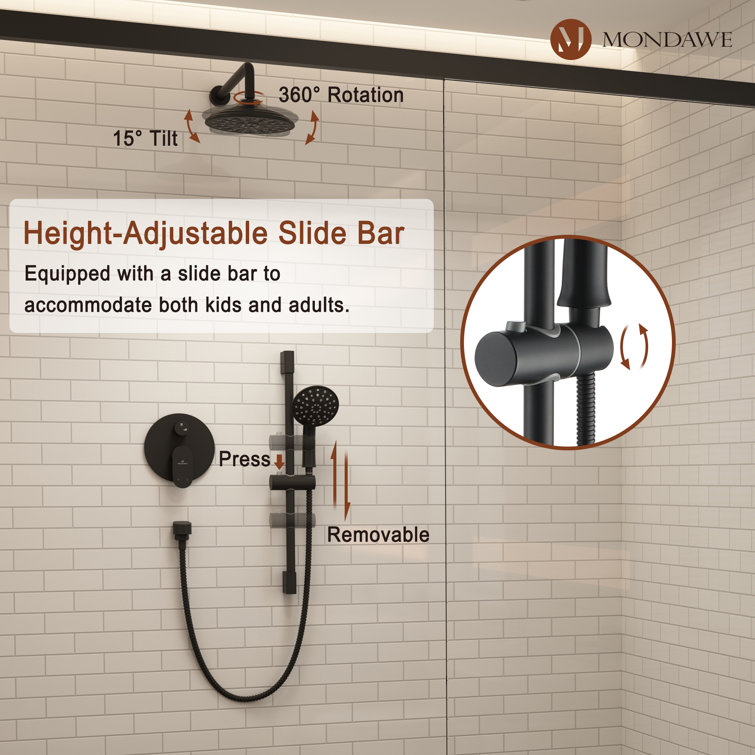 Matte Black Adjustable Multi-Head Rain Shower System with Handheld