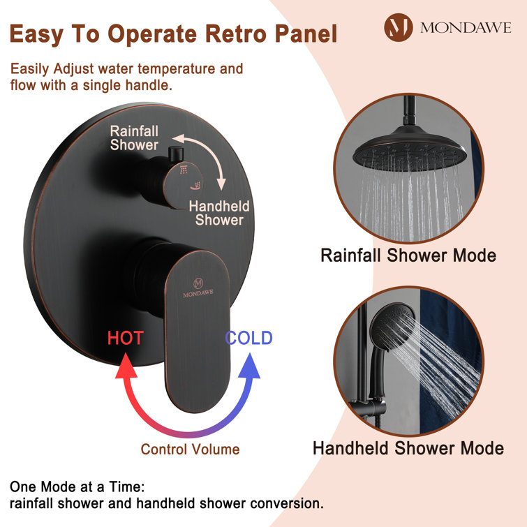 Bronze Oil-Rubbed Dual Shower System with Adjustable Handheld