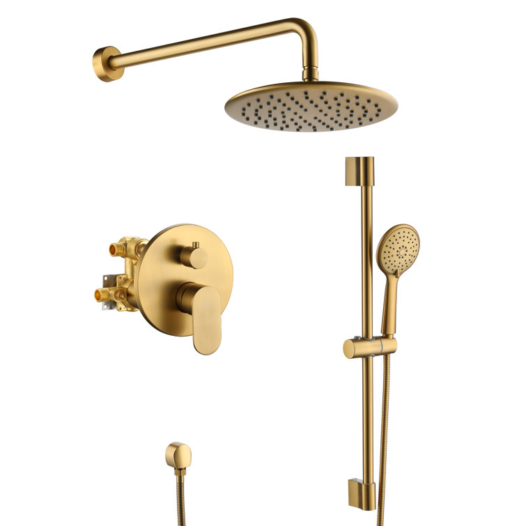 Brushed Gold Dual Shower System with Adjustable Handheld