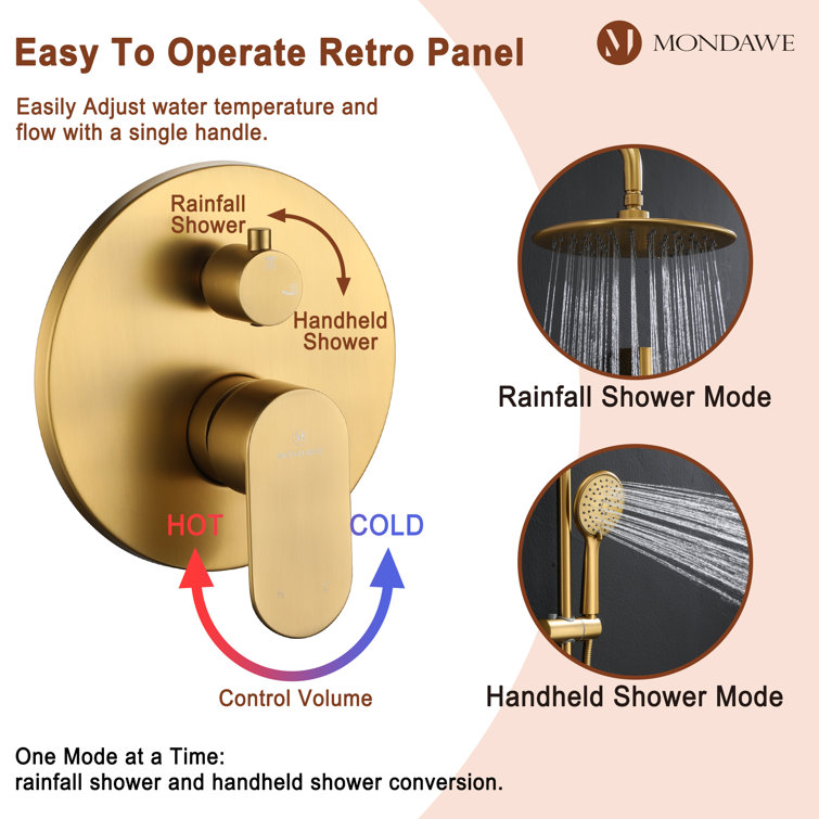Brushed Gold Dual Shower System with Adjustable Handheld