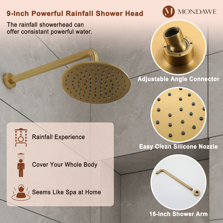 Brushed Gold Dual Shower System with Adjustable Handheld