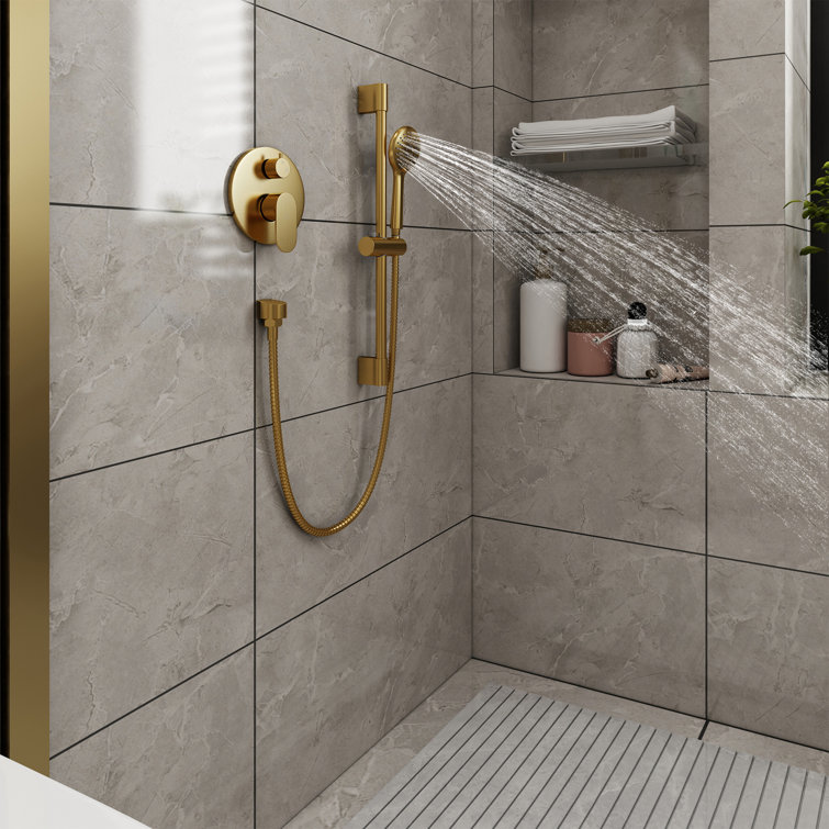 Brushed Gold Dual Shower System with Adjustable Handheld