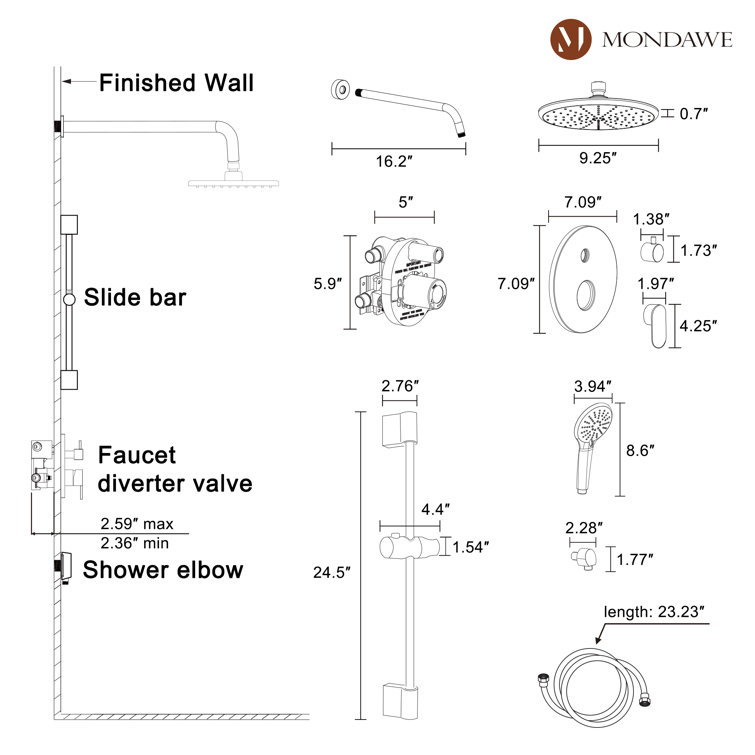 Brushed Gold Dual Shower System with Adjustable Handheld