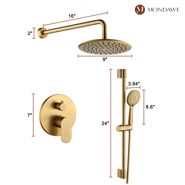 Brushed Gold Dual Shower System with Adjustable Handheld