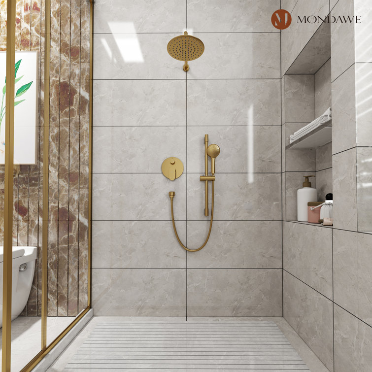 Brushed Gold Dual Shower System with Adjustable Handheld