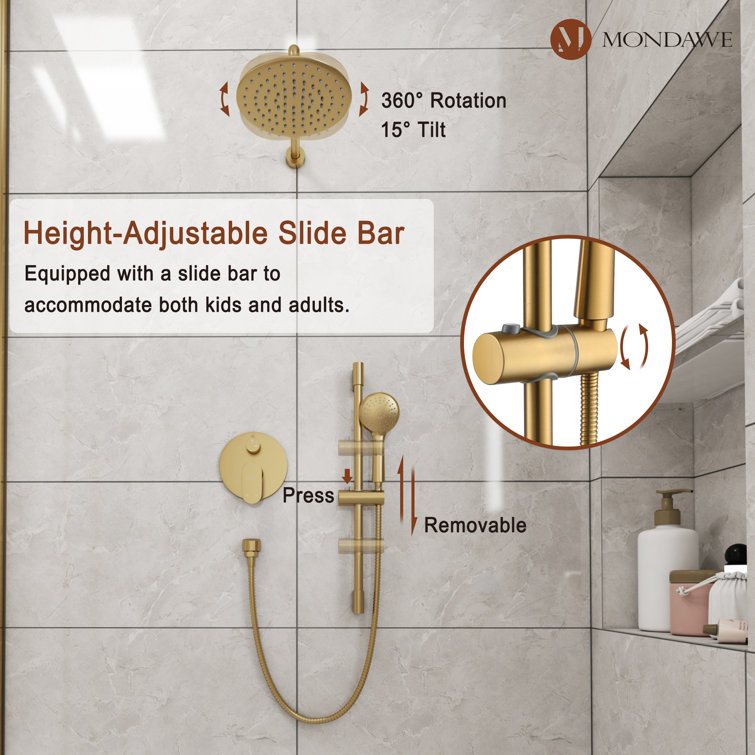 Brushed Gold Dual Shower System with Adjustable Handheld