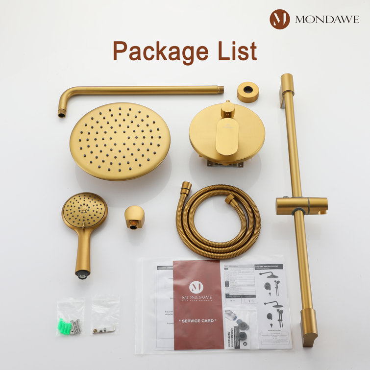 Brushed Gold Dual Shower System with Adjustable Handheld