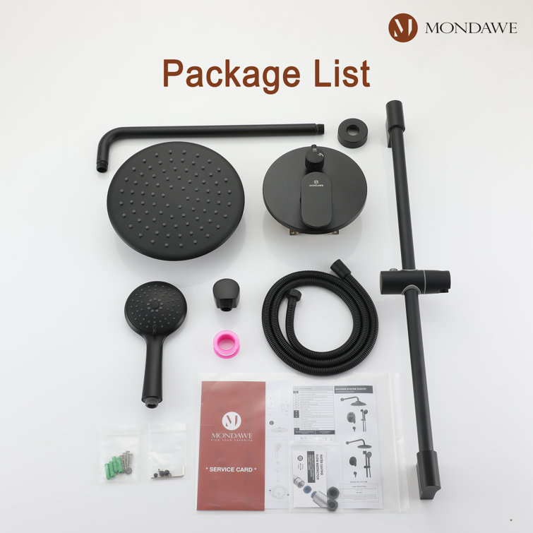 Matte Black Adjustable Rain Shower System with Handheld
