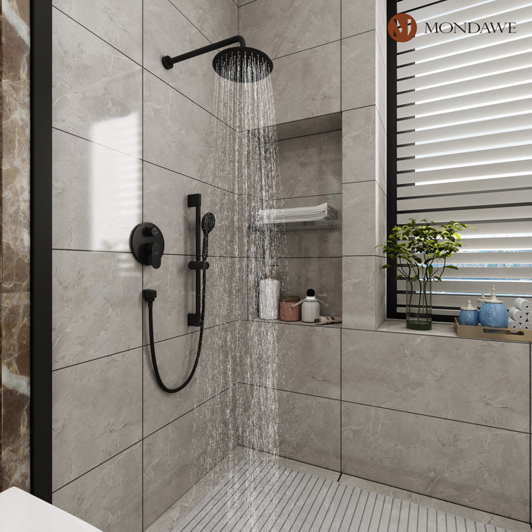 Matte Black Adjustable Rain Shower System with Handheld