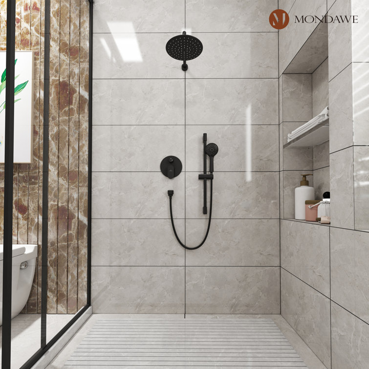 Matte Black Adjustable Rain Shower System with Handheld