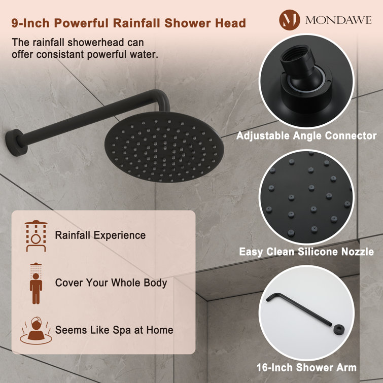 Matte Black Adjustable Rain Shower System with Handheld