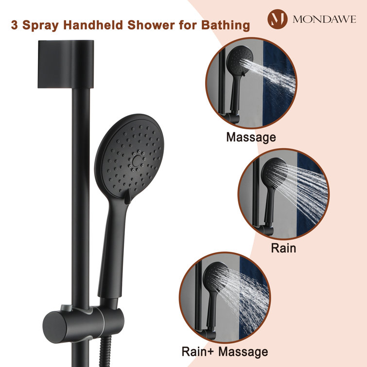 Matte Black Adjustable Rain Shower System with Handheld
