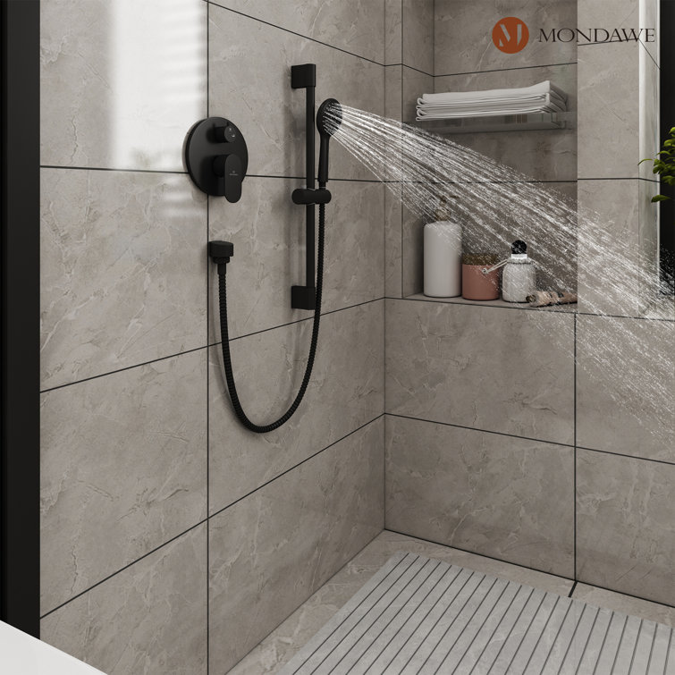 Matte Black Adjustable Rain Shower System with Handheld