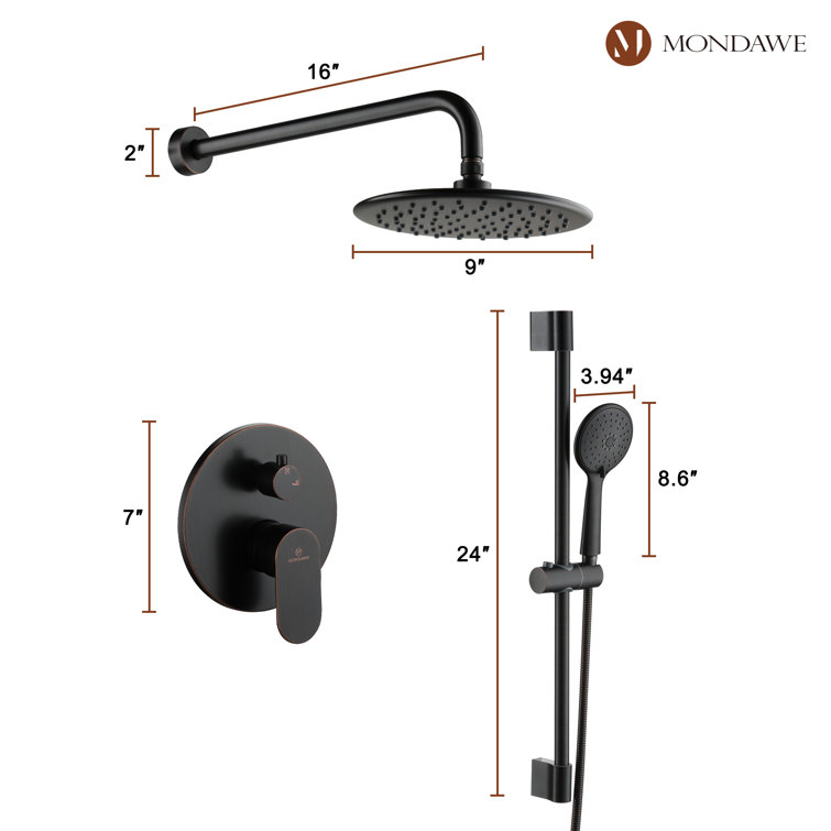 Oil-Rubbed Bronze Adjustable Height Rain Shower System with Handheld
