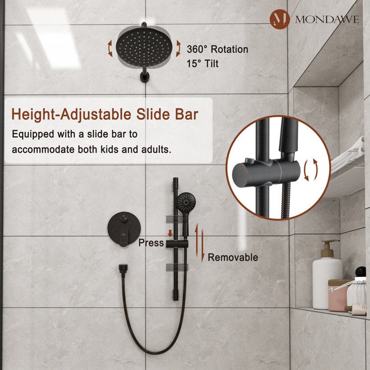 Oil-Rubbed Bronze Adjustable Height Rain Shower System with Handheld