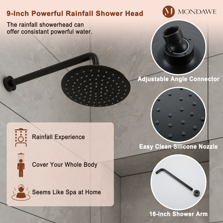 Oil-Rubbed Bronze Adjustable Height Rain Shower System with Handheld