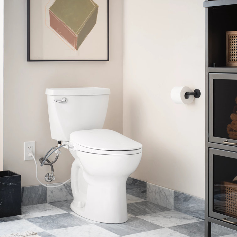 White Elongated Electronic Bidet Seat with Heated Function