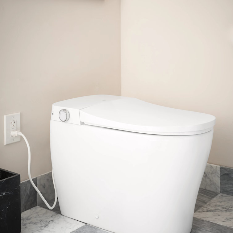 White Elongated One-Piece Smart Toilet with Remote
