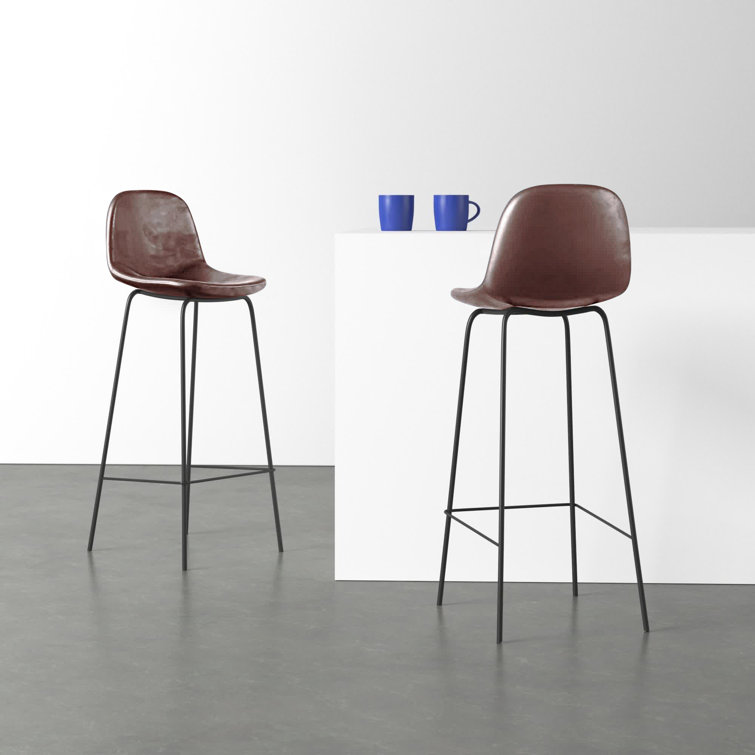 Maxine Modern Black Metal Frame Faux Leather Barstool Set