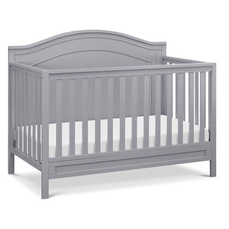 Gray Pinewood 4-in-1 Convertible Crib with Arched Headboard