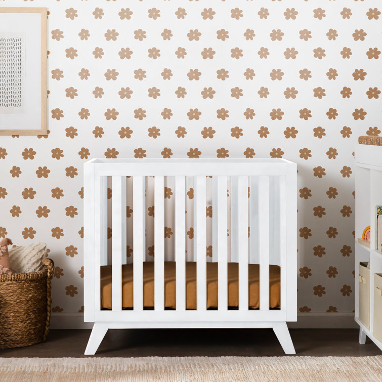 White Wooden 3-in-1 Convertible Mini Crib with Mattress