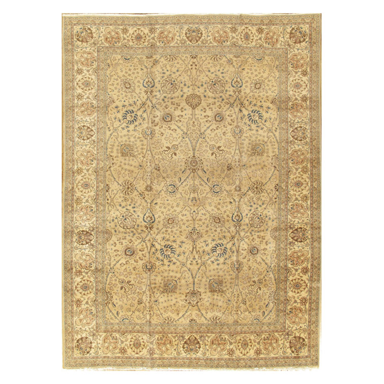 Antique Baku Peach Lamb's Wool 9'6" X 13'5" Hand-Knotted Area Rug