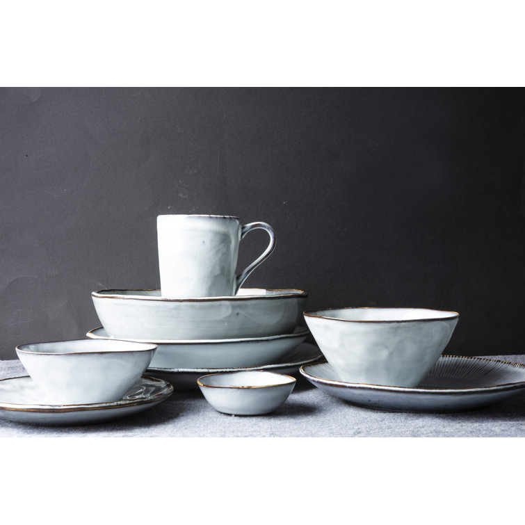 Blue Ceramic Microwave and Dishwasher Safe Soup and Cereal Bowl Set