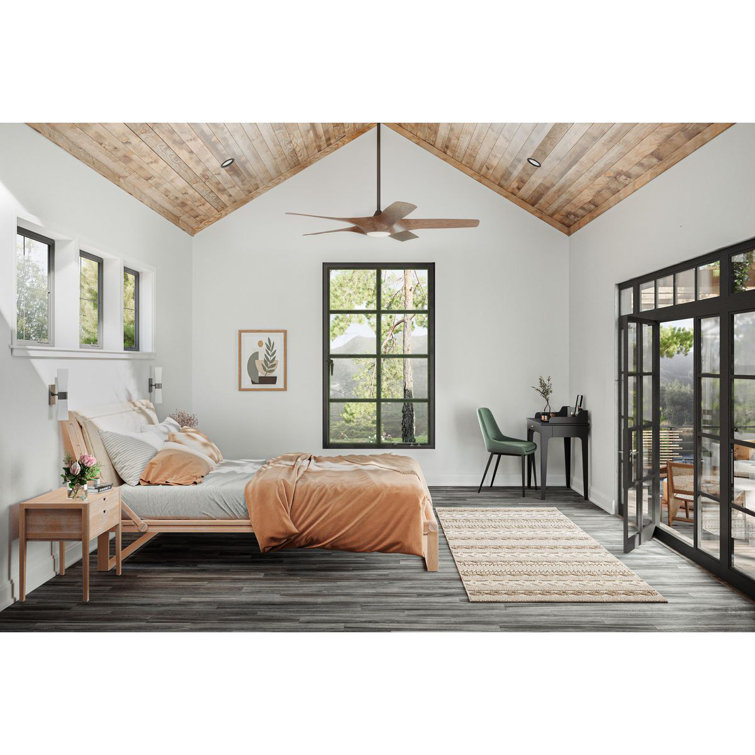 60'' Koa Woodgrain Smart Ceiling Fan with LED Light