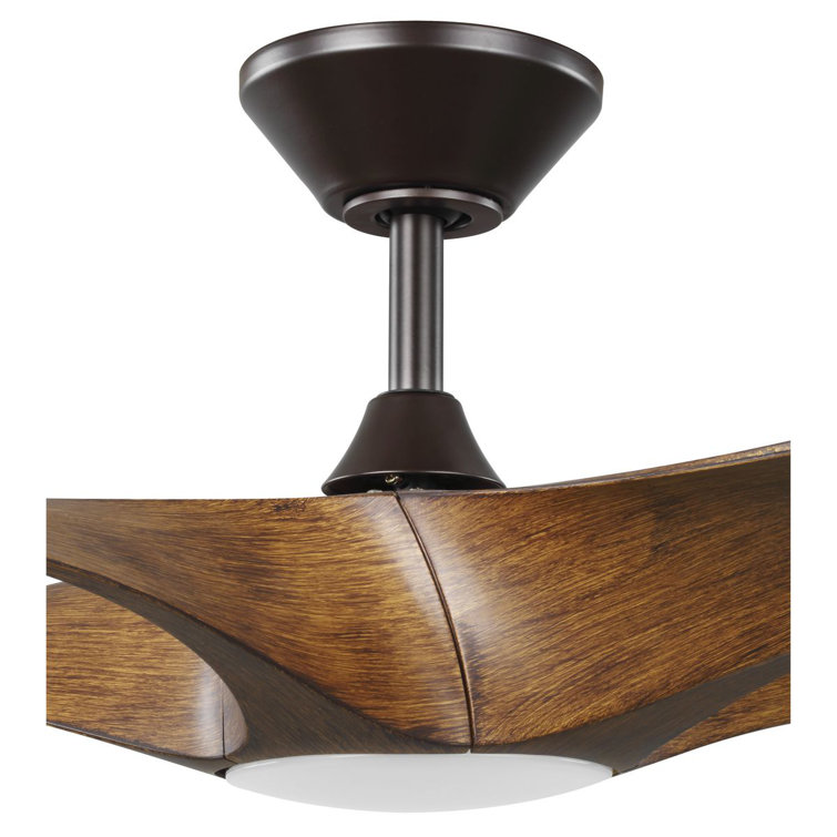 60'' Koa Woodgrain Smart Ceiling Fan with LED Light