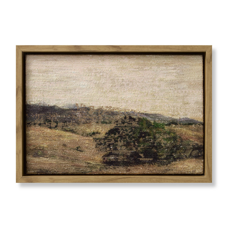 Monterey Beige and Green Acrylic Painting Print with Brown Frame
