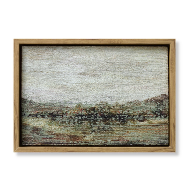 Ivory and Green Cotton Framed Landscape Wall Art
