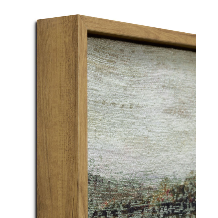 Ivory and Green Cotton Framed Landscape Wall Art