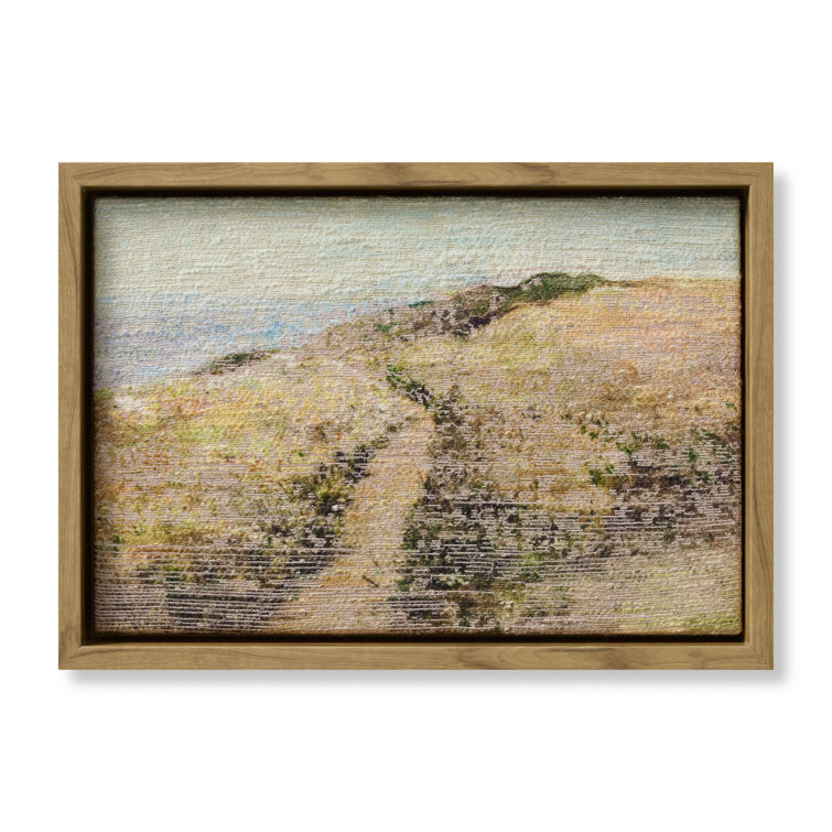 Beige and Blue Cotton Embroidered Landscape Wall Art 1'-5" x 1'