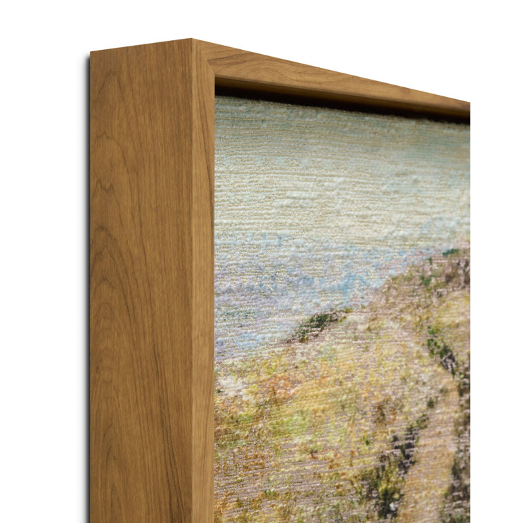 Beige and Blue Cotton Embroidered Landscape Wall Art 1'-5" x 1'