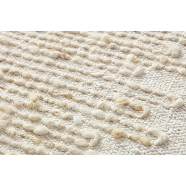 Beige and Ivory Handwoven Canvas Wall Art with Natural Wood Frame