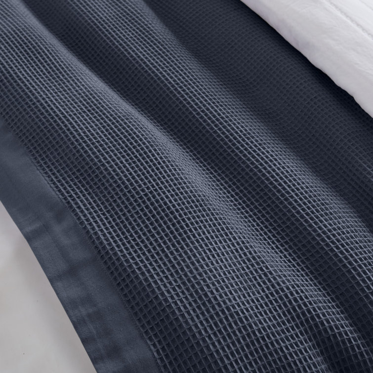 Ocean Blue Twin Cotton Waffle Weave Blanket