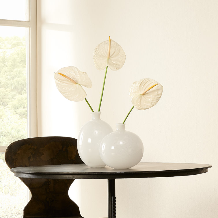 Elegant White Glass Decorative Table Vases Set