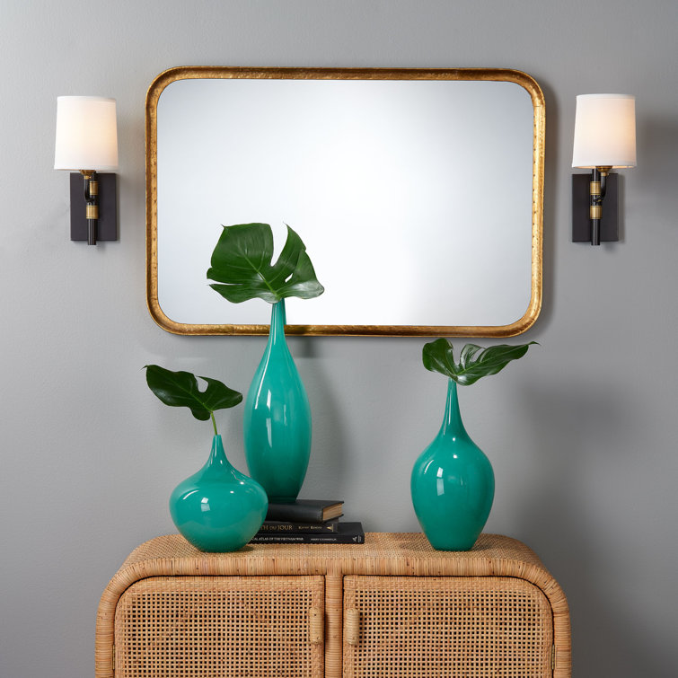 Elegant Rectangular Silver and Gold Leaf Dresser Mirror