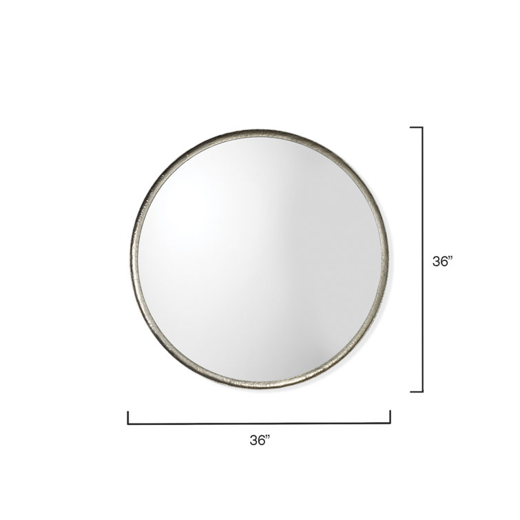 36" Round Silver Hand-Forged Metal Wall Mirror